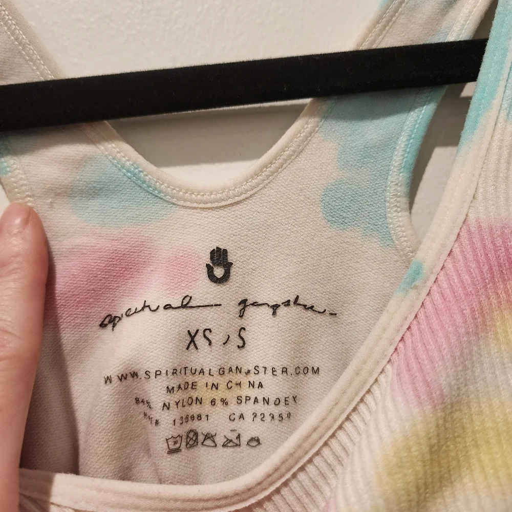 Spiritual Gangster Crop Top Bra Biker Shorts Tie Dye Set - Picture 8 of 15